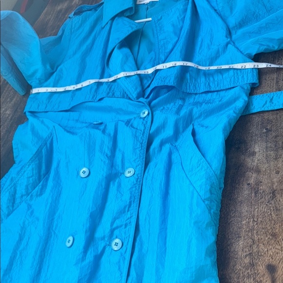 Vintage nylon long Blue rain Trench Coat size 10 - Picture 8 of 16
